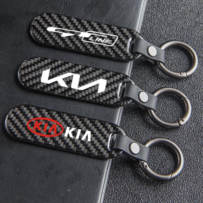 NYOJ2 Car Keychain Carbon Fiber Zinc Alloy Key Chian Ring For KIA Ceed RIO K9 Sorento Carnival Stinger Forte Niro Soul EV9 EV6 Stonic