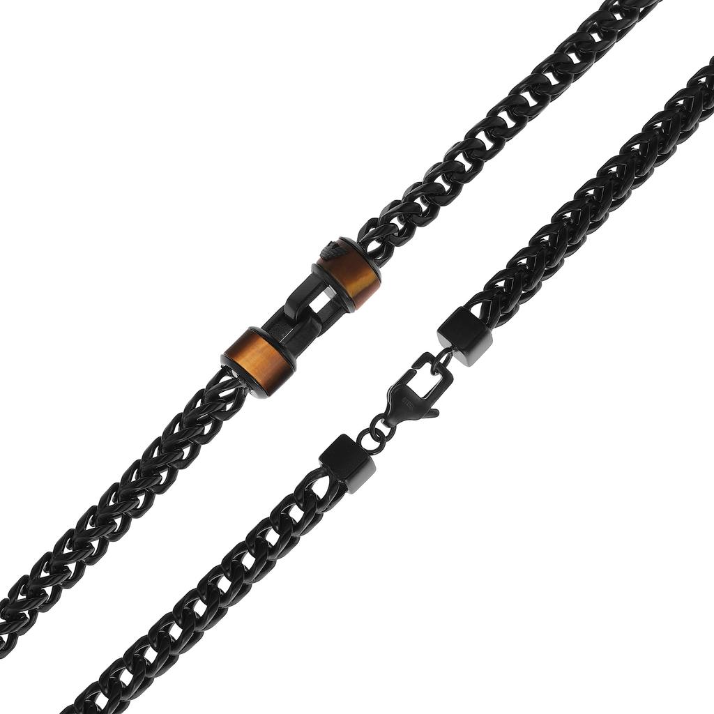 Collier Chaîne Emporio Armani Oeil de Tigre Marron EGS3034001 pour Homme,