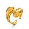 Fashion Minimalist Artistic Gold Color Stainless Steel Geometric Curved Teardrop Opening Rings for Women Daily Wear Jewelry Gift