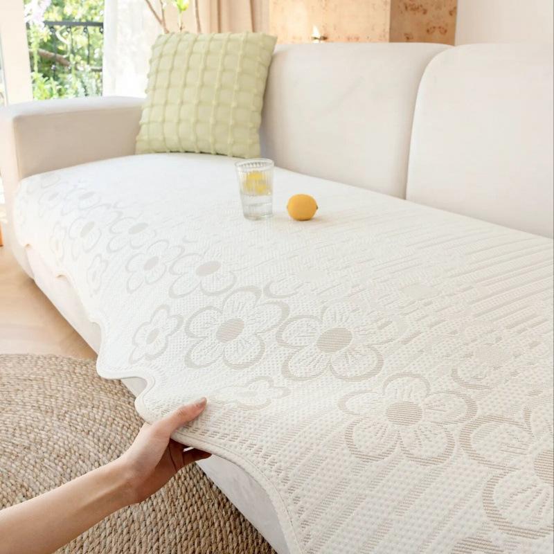 Summer Cool Silk Sofa Cushion Non Slip Sofa Cover High End Straight Pad Mat For Summer Sofa Decor