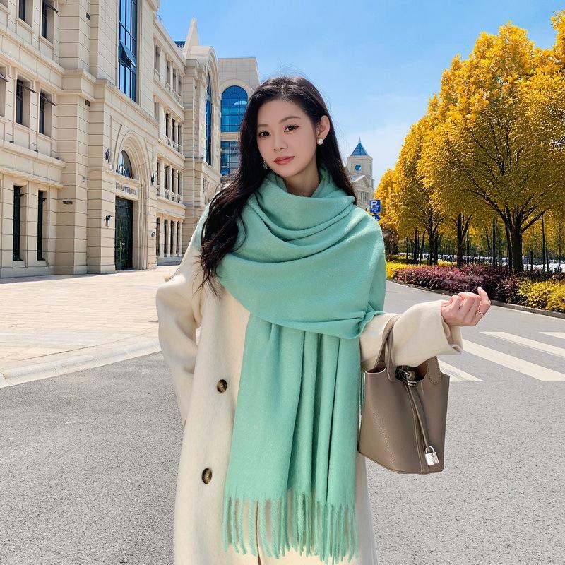 Mink hair scarf light luxury high-end imitation cashmere scarf women's winter Korean atmosphere men's shawl scarf autumn and winter