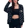 MLB SS24 New York Yankees Diamond Print Hooded Zip Jacket Unisex Jackets Black 3ATRM0341-50BKS