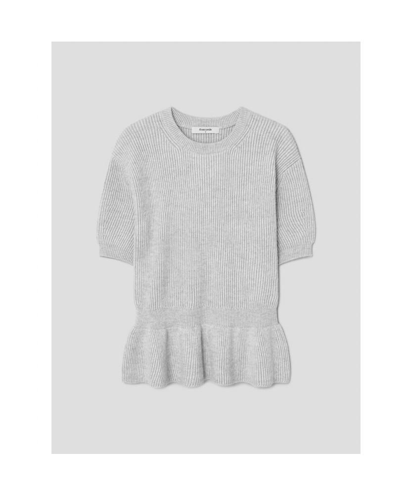 8SECONDS Hem Ruffle Short Sleeve Pullover Light Gray