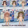 1 Set Cute 1/8 Doll 3D Real Eye 13 Joint Movable Cute 16-17Cm Doll With Different Expressions Girl Toy