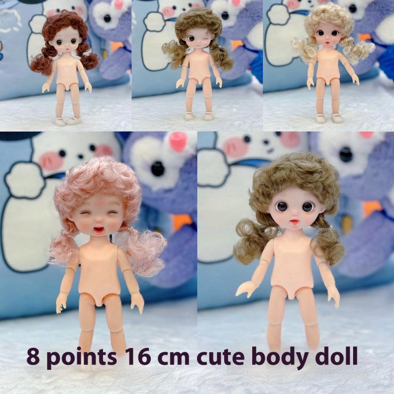1 Set Cute 1/8 Doll 3D Real Eye 13 Joint Movable Cute 16-17Cm Doll With Different Expressions Girl Toy