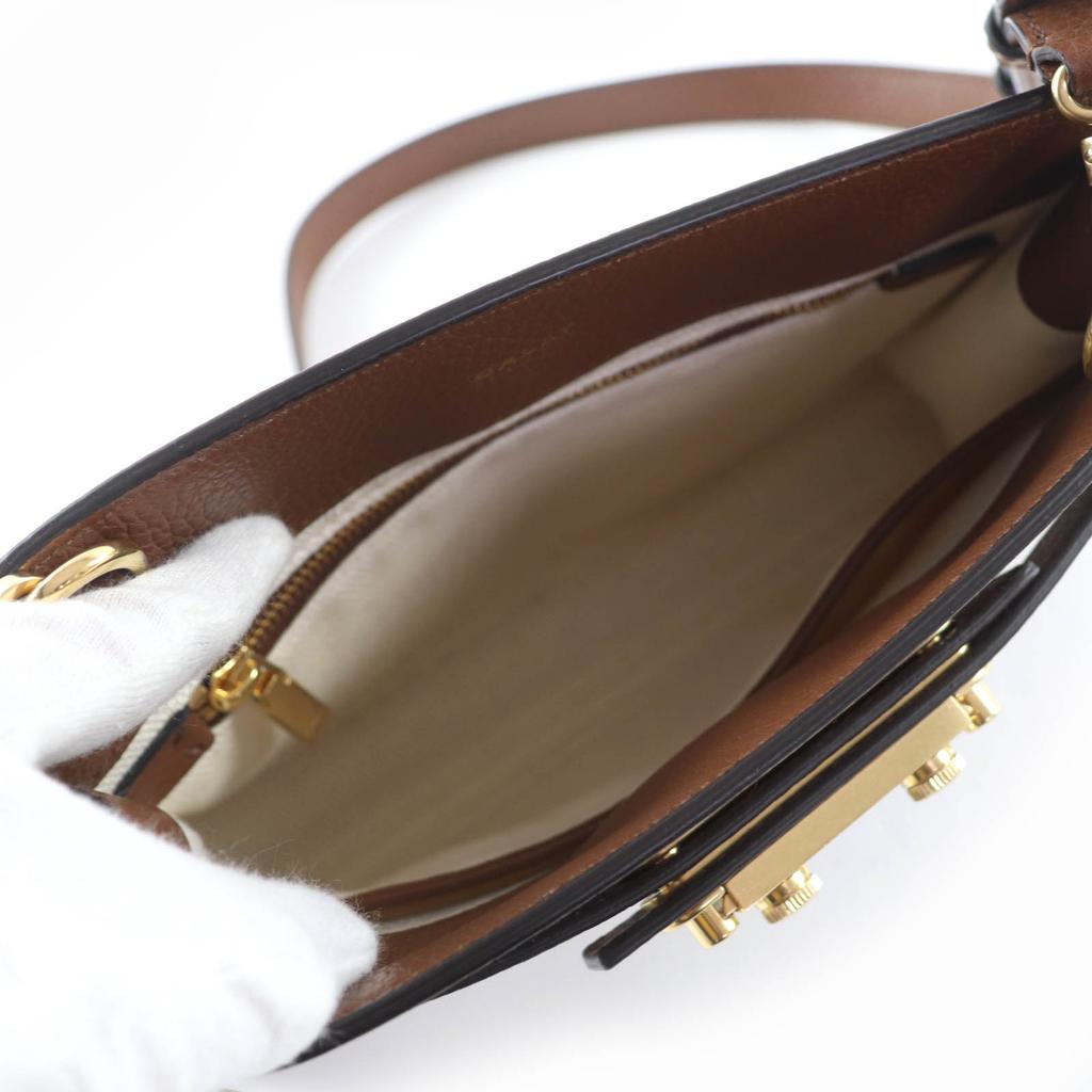 Excellent BALLY Shoulder Bag Carriage Shoulder Bag 2WAY Leather Handbag Brown Used