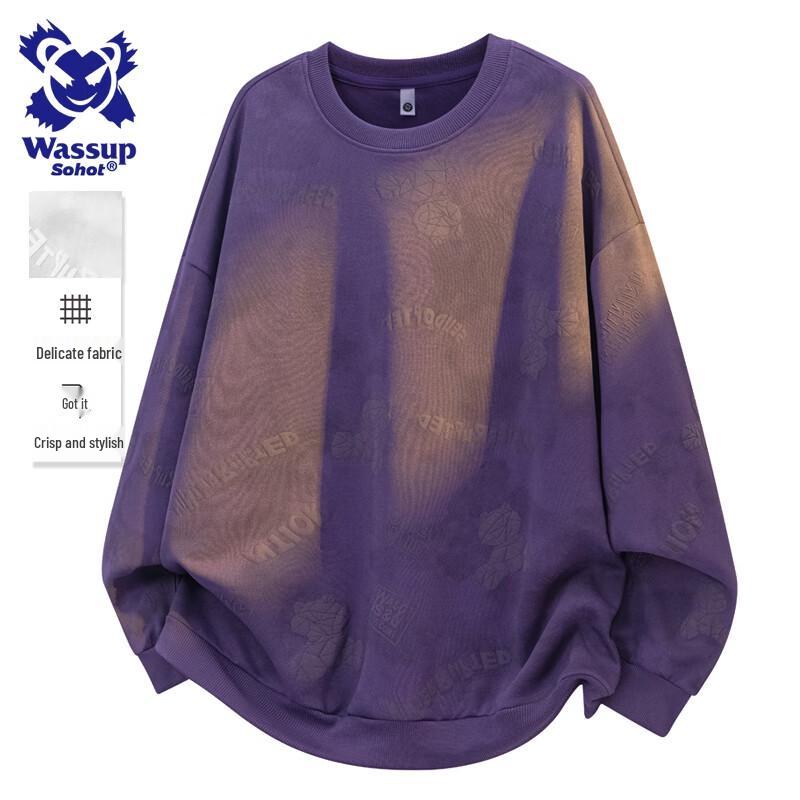 

Wassup Sohot Мужской Тяжелый Свитшот с Круглым Вырезом Свободного Кроя 4XL