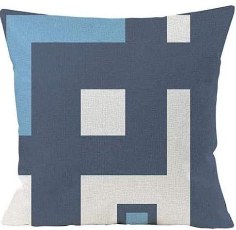 Modern Blue Geometric Linen Cushion Cover For Car Living Room Sofa Bedroom Home Decor, 40X40 45X45 50X50 60X60 Pillowcase