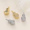 2pcs/pack 18K Gold Color Plated Copper Zircon Gourd Shape Pendants For DIY Bracelet Necklace Jewelry Making Accessories