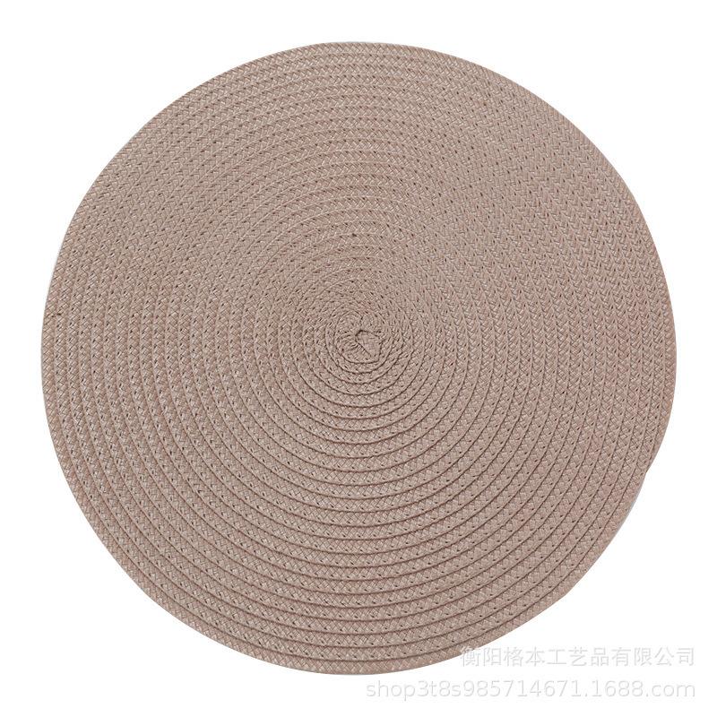 PP material woven placemat round heat insulation mat dining table western food non-slip mat nordic wind fruit plate coffee cup mat