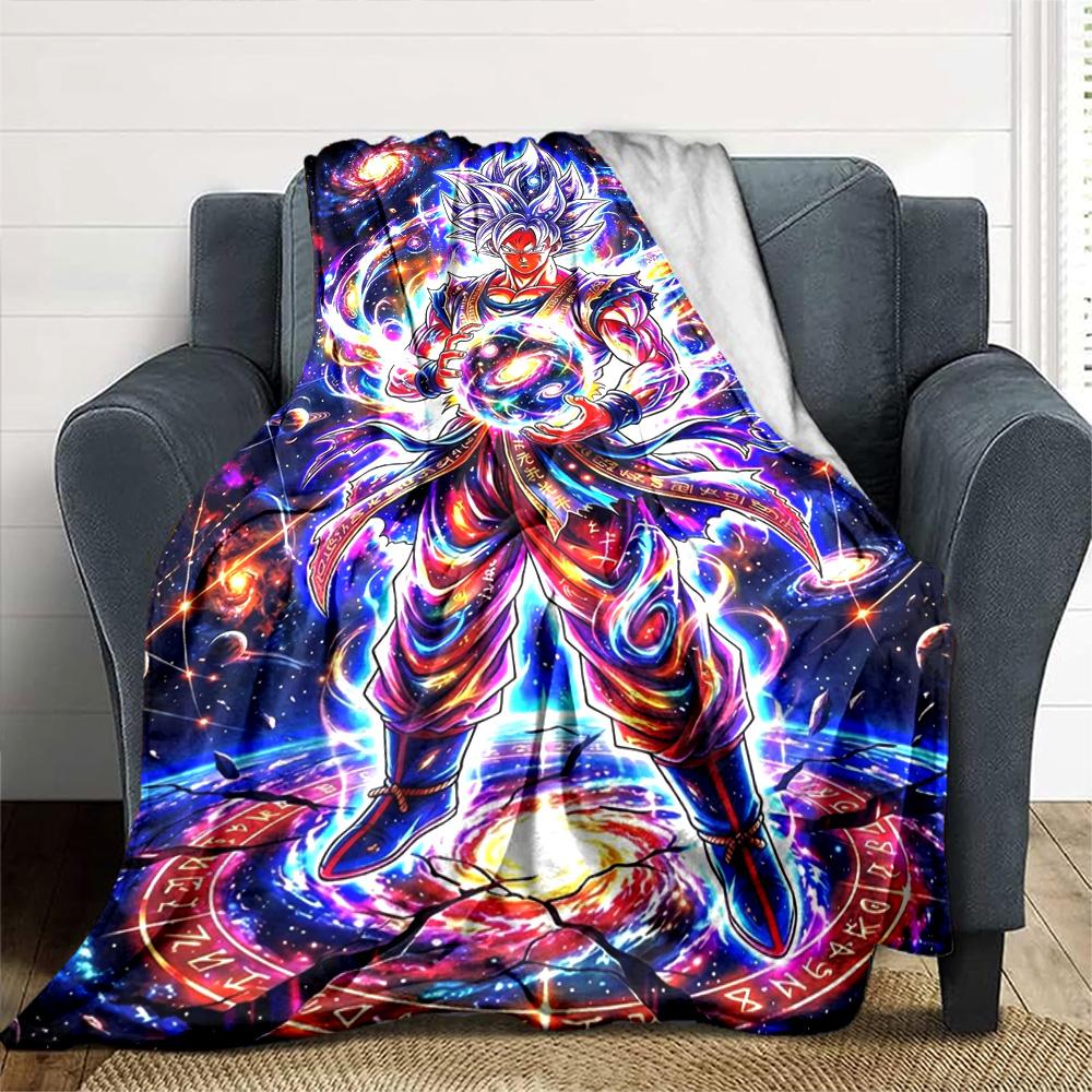 Goku Anime Print Flannel Blanket High Quality Warm Comfortable Cover for All Seasons Perfect for Gifts Home Decor