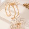 Openwork Line Braided Flower Ring Bracelet Set Opening Adjustable Accessory For Women