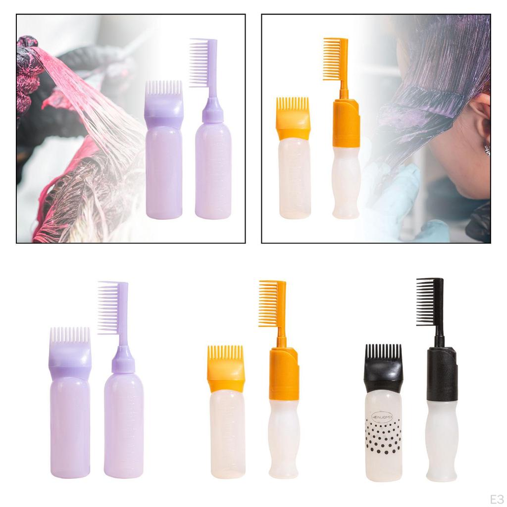 2 Pieces Comb Bottle Hair Oil Brush 120ml Refillable Dye