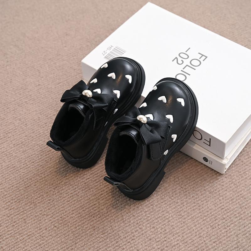 Children Fashion Boot Lolita Style Girls Princess Ankle Boots Sweet Heart Embroidered Winter Fashion Kids Cotton Warm Boots