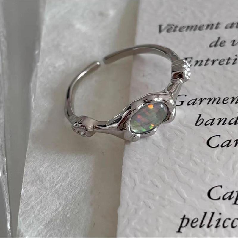 Copper Fashionable Opal Zirconia Colorful Ring For Women With Chic Fit Adjustable