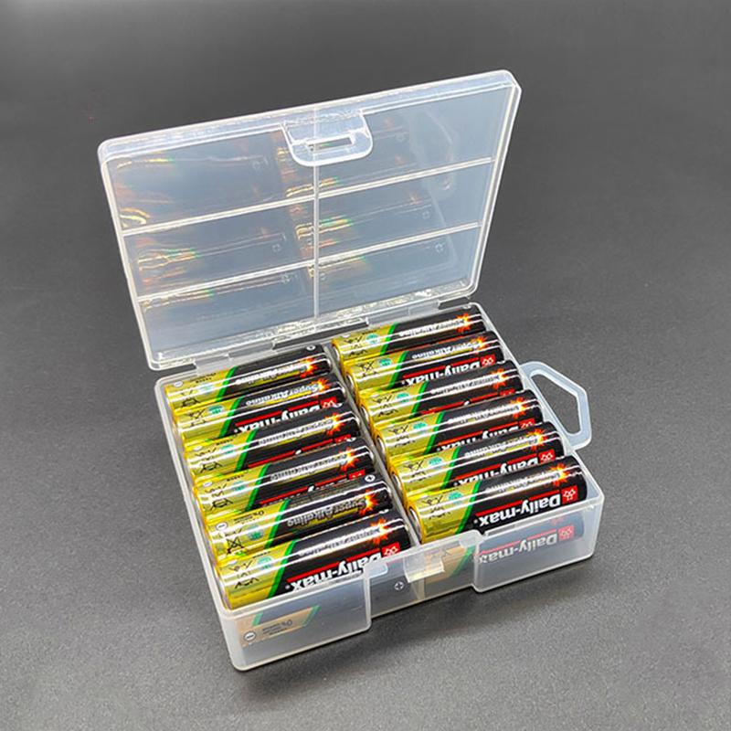 1Pc Transparent Plastic Battery Storage Box For 24Pcs AA Batteries With Clear Divider & Cover Organizer Hardware Accessories