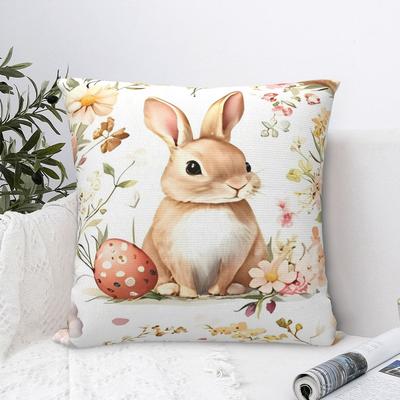 Ostern Frühlingsblume Kissenbezug Polyester Kissen für Sofa Eier Hase Lustige Kissenbezüge
