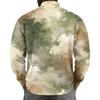 Men's Retro Corduroy Long Sleeve Shirt with Stand Collar and Pocket, Printed Casual Top