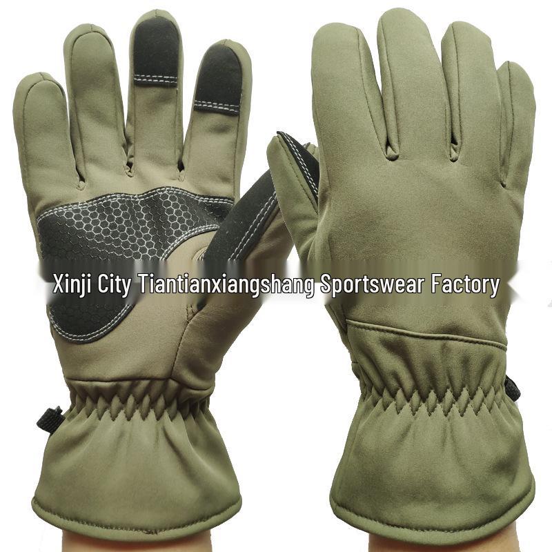 Winter Waterproof Plush Soft Shell Tactical Gloves for Mountaineering, Skiing, and Cycling