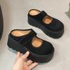 Campus style bag head drag women's outer wear 2025 spring new retro versatile small man height increase thick bottom half slippers
