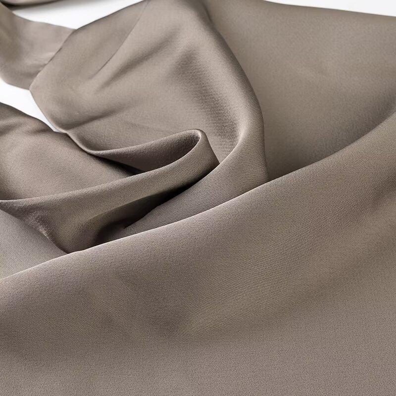 Spring 2025 Women's Fashion: European & American Style Backless Halterneck Silk Satin Short Dress