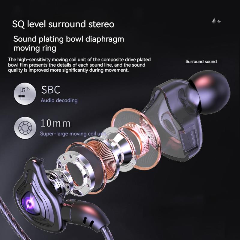 9D Surround Bass Type C&3.5mm Wired Earphones In Ear Earbuds Noise Reduction Headphones for Samsung Gaming Headsets with HD Mic