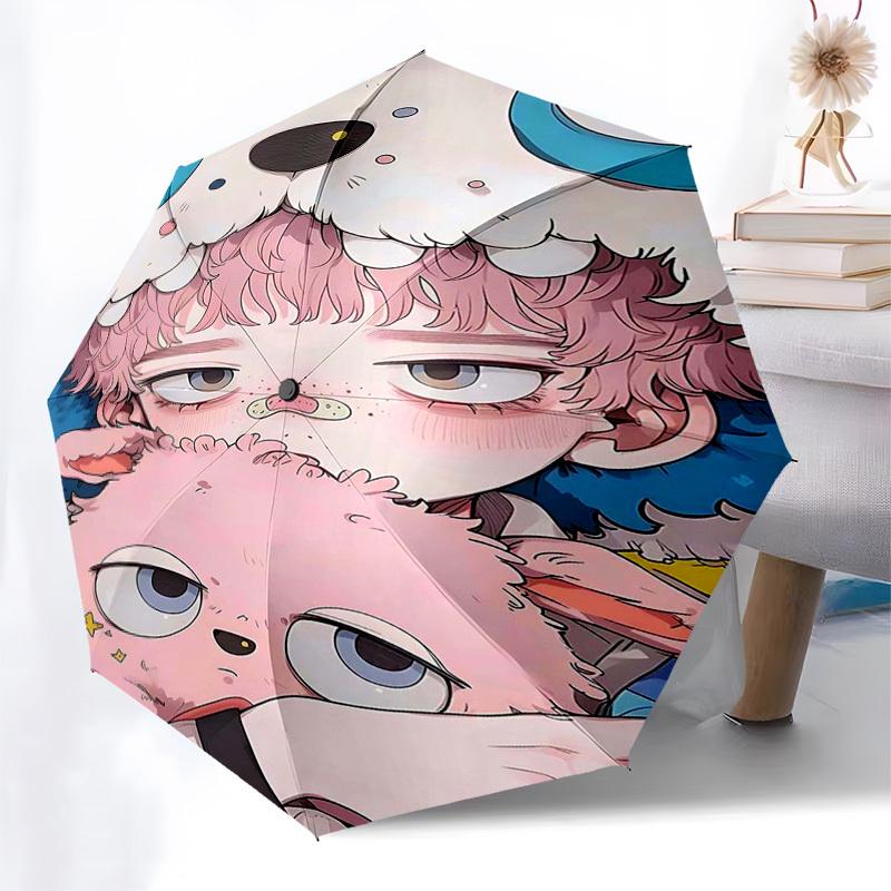 

1pc Automatic Opening/Closing Umbrella with Cute Animal Print, Portable Folding Design, 8-Bone Iron Frame Outdoor Umbrella, Perfect Gift for Fans, Tra