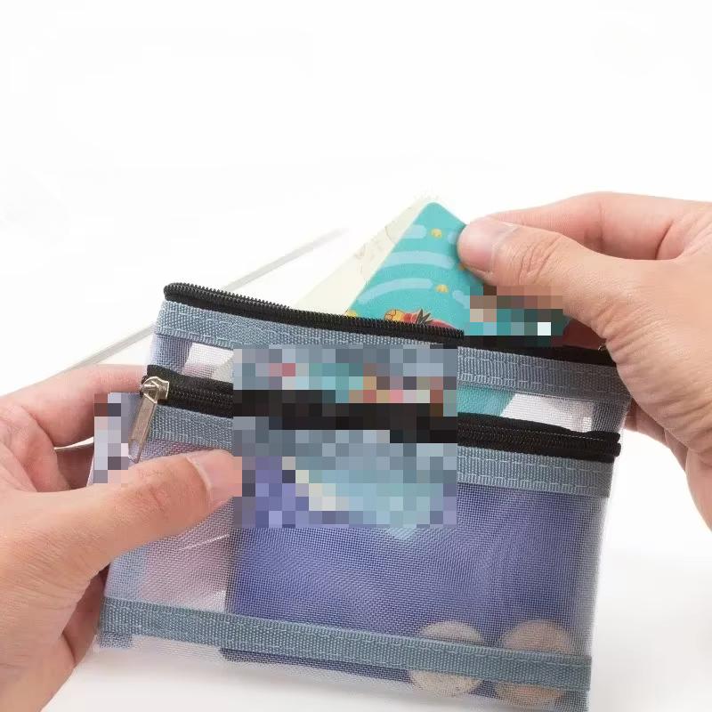 Zipper Mesh Lipsticks Cards Earphones Organizer Pouch for Coins Keys Travel Storage Case with Multiple  Money Card Storage Case