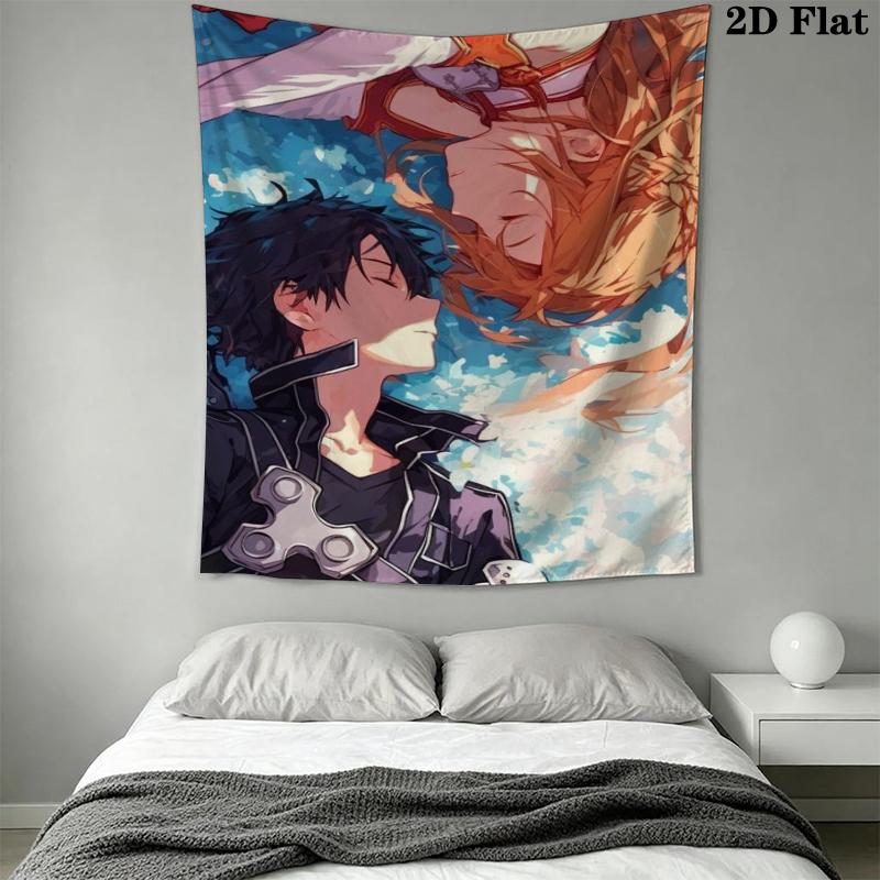 Sword Art Online Wall Tapestry Aesthetic Wall Hanging Printed Fabric Blanket Decorative Tapestries for Bedroom Living Room Home Decor