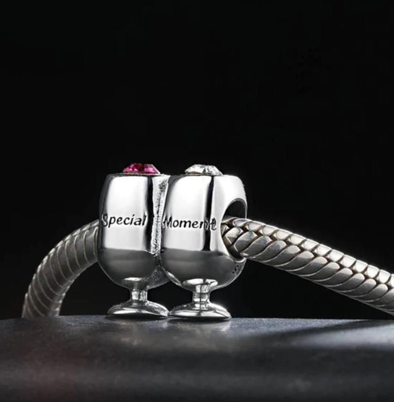 New 925 Silver Princess Pink Bow Helmet Birthday Charm Beads Suitable Fit Original Bracelet Exquisite DIY Jewelry