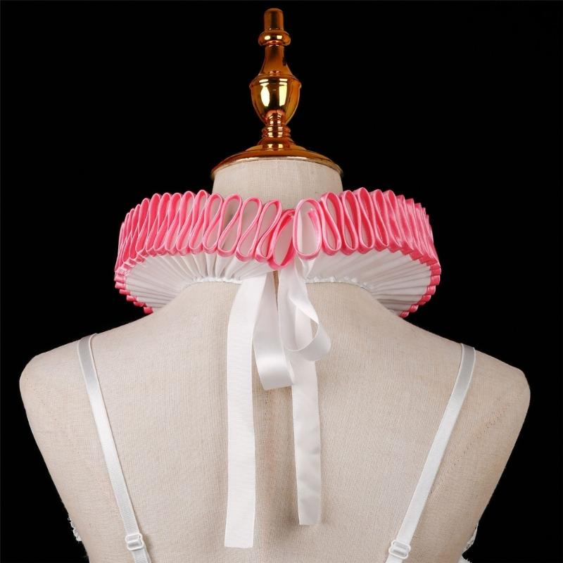 Vintage Renaissances Elizabethan Ruff Collar Victorian Edwardian Costume Neck Ruffle for Halloween Masquerades Cosplay