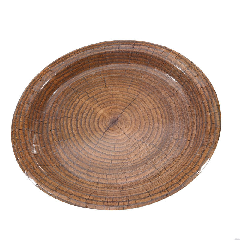 Natural Wood Grain Paper Plate Western Barn Themed Birthday Wedding Party Vintage Farmhouse Style Table Decor Supplies