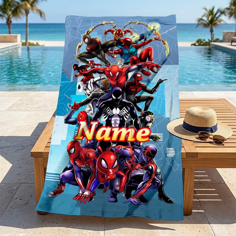 Custom Name S-Spide M-Man Flight Stylish Digital Printing Beach Towel Quick‑Drying Absorbent Blanket for Beach Pool Gym Travel