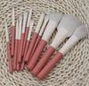 HMU Blind Drop Shipping Soft 12pcs Pink Wood Handle Good Quality Custom Logo Makeup Brushes Set