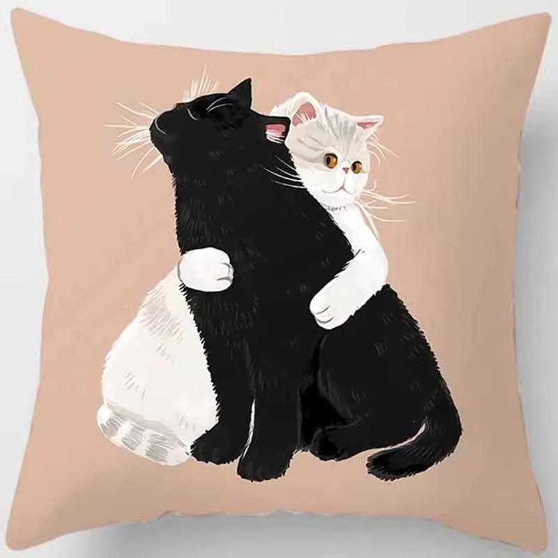 Cat Is Leisure Life Square Pillowcase, Used For Home Decoration, Car Sofa Cushion Cover45Cm*45Cm