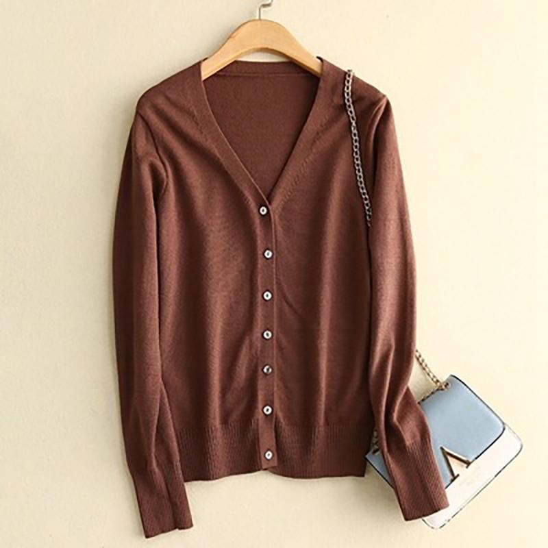Damen Strickjacken Herbst Winter Einreihig V-Ausschnitt Gestrickter Pullover Frühlingsmode Kurze Strickwaren Einfarbige Strickjacke Pullover