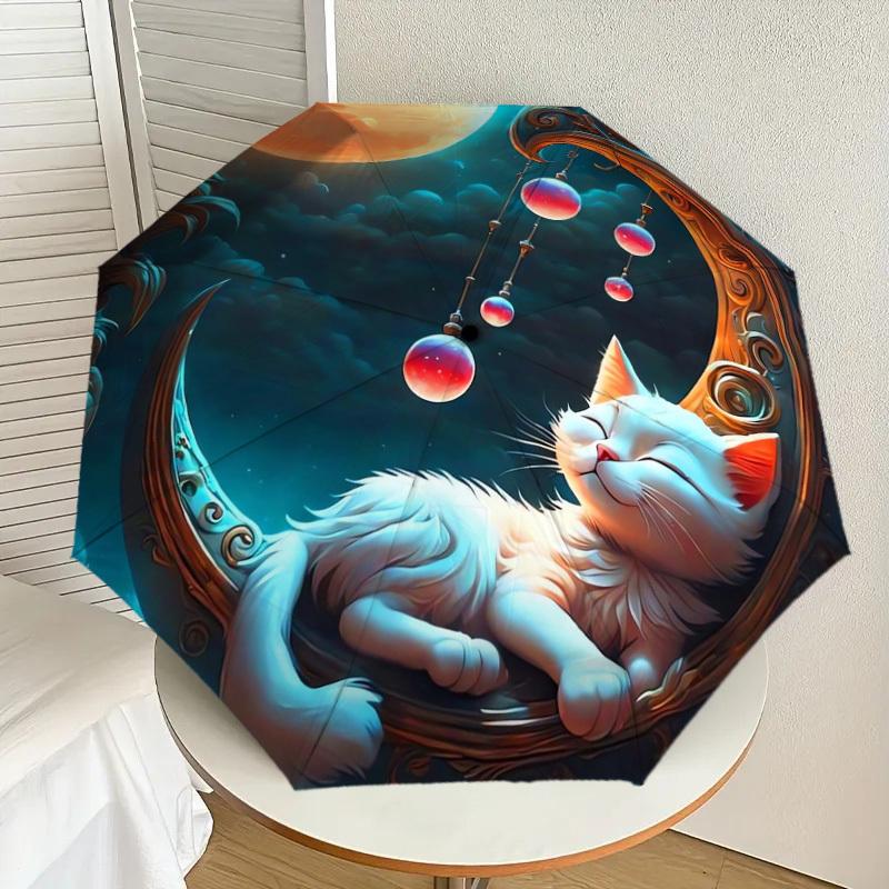 

1pc Moonlit Dreams: Whimsical Nightly Adventures Umbrella with Plastic Handle,Suitable for All Seasons Home Travel Outdoor UmbrellaDD294