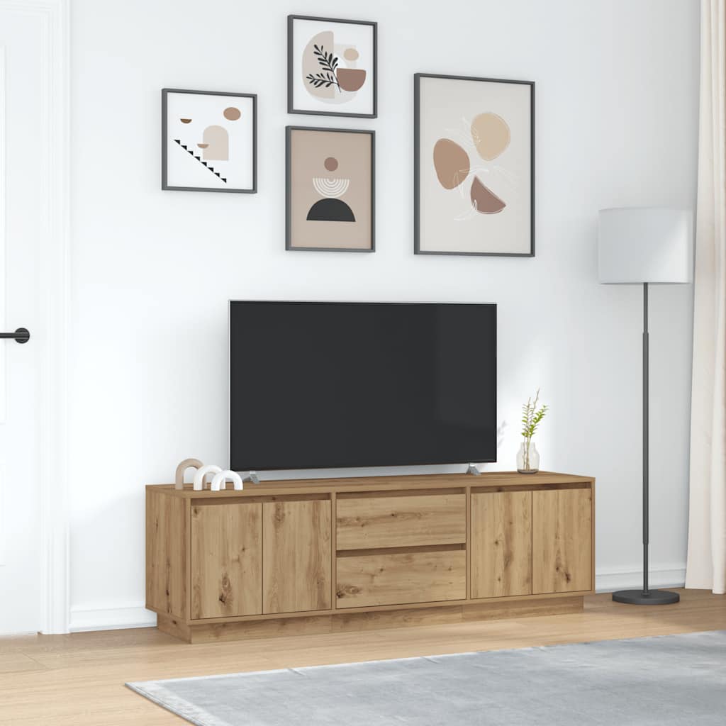 TV Stand with LED Lights Artisan Oak 160.5x41x50 Cm