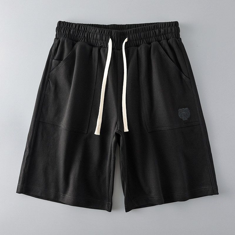American-Style Sports Knit Shorts for Men, Summer Trendy Casual Loose Running Fitness Shorts, Export Men s Clothing Pants Black XL