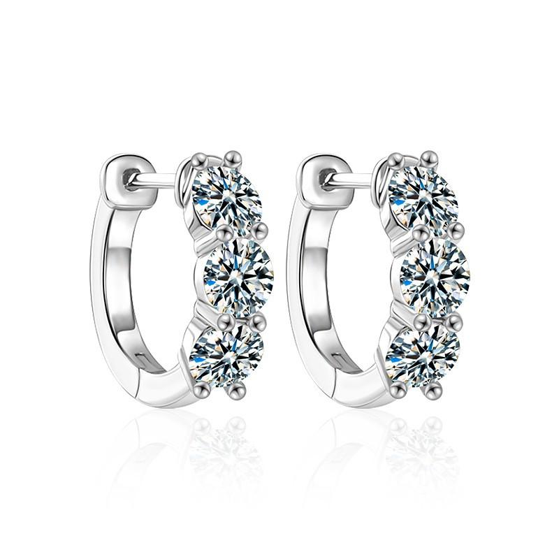 Moissanite Stud Earrings 4mm Round Cut Sterling Hypoallergenic Geometric U-Shaped Fashion Jewelry Women 925 Sterling Silver