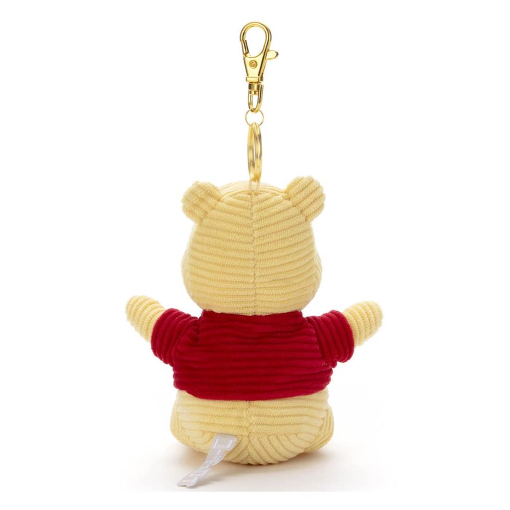 Disney Character Corduroy Plush Keychain, Winnie the Pooh, Approximately 12cm Tall