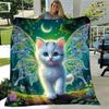 1pc Cat Printing Lightweight Flannel Blanket, Comfortable and Warm Blanket, for Camping Sofa Bed and Couch Office, Suitable for Gift Blankets
