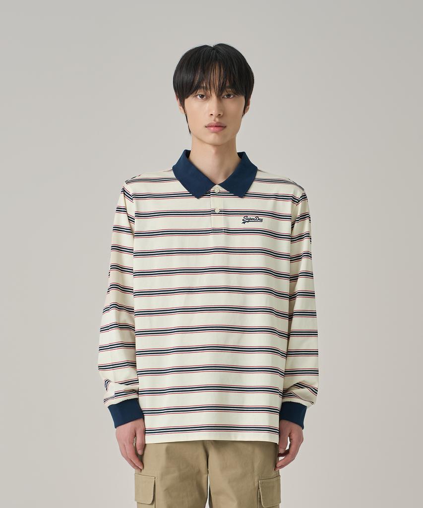 Syupeodeulai Mehrfarbig gestreiftes Poloshirt Elfenbein Sduipdp27Ivr