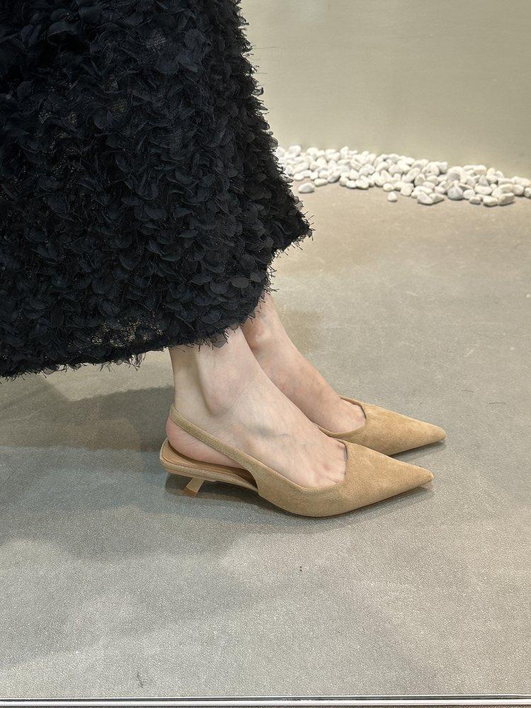 

Retro black temperament socialite bag head sandals fairy shoes 2025 new spring and summer with skirt high heels single shoes 39