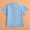 Boys' Blue Short-Sleeve School Uniform Shirt - Thin, Pure Cotton Summer Formal Wear for Middle & Big Kids