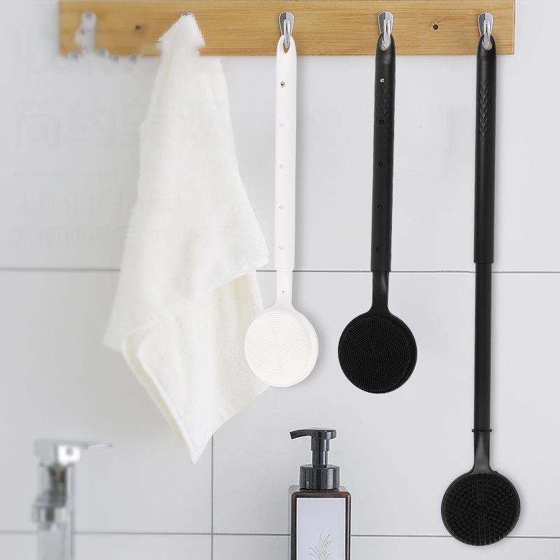 Silikon Rückenwascher für Dusche Bad Körperbürste mit teleskopisch verstellbarem langem Griff doppelseitige Duschbürste