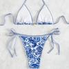European And American Printed Fabrics Split Bikini Set Lace-Up Swimsuit Women'S Direct Sales