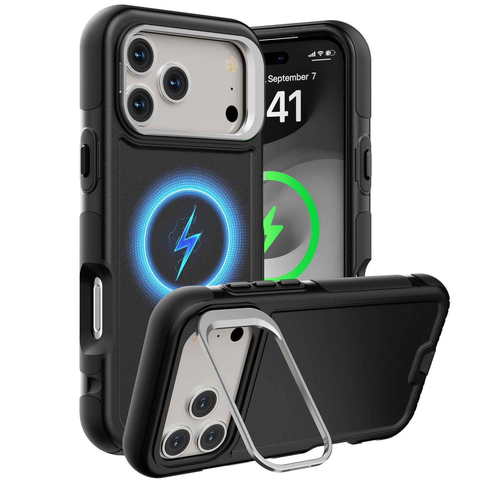 

New Cross-border Three-Proof Magnetic Phone Case for Apple 17 Pro Max, 16, 15, 14 iPhone 16 Plus чёрный