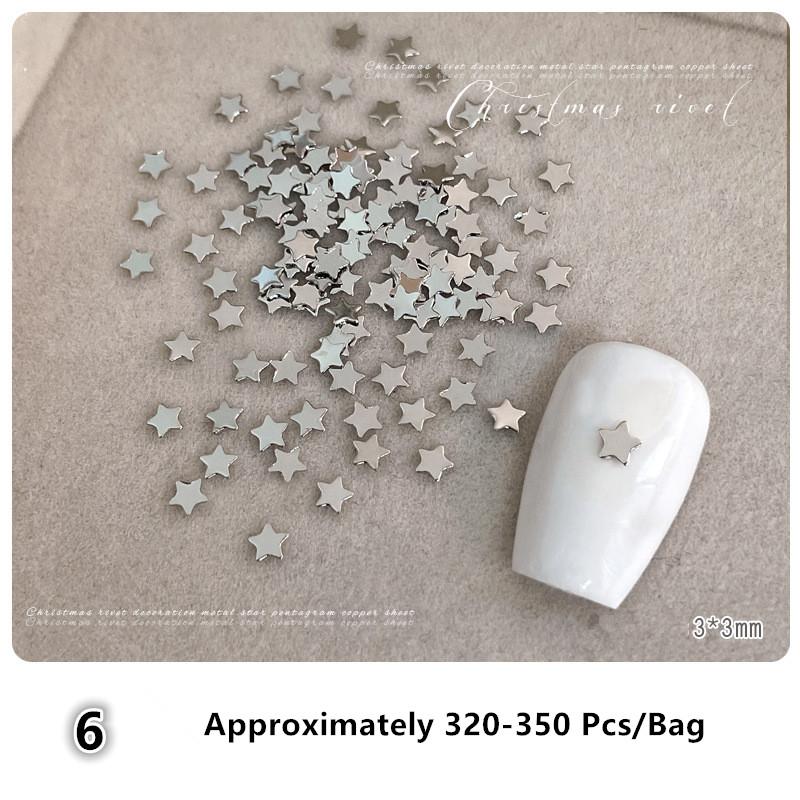 3D Alloy Five-Pointed-Star Gold Silver Diamond Nail Decoration Luxury Manicure Accessories Hollow Star Nail Art Art Rivet Charms