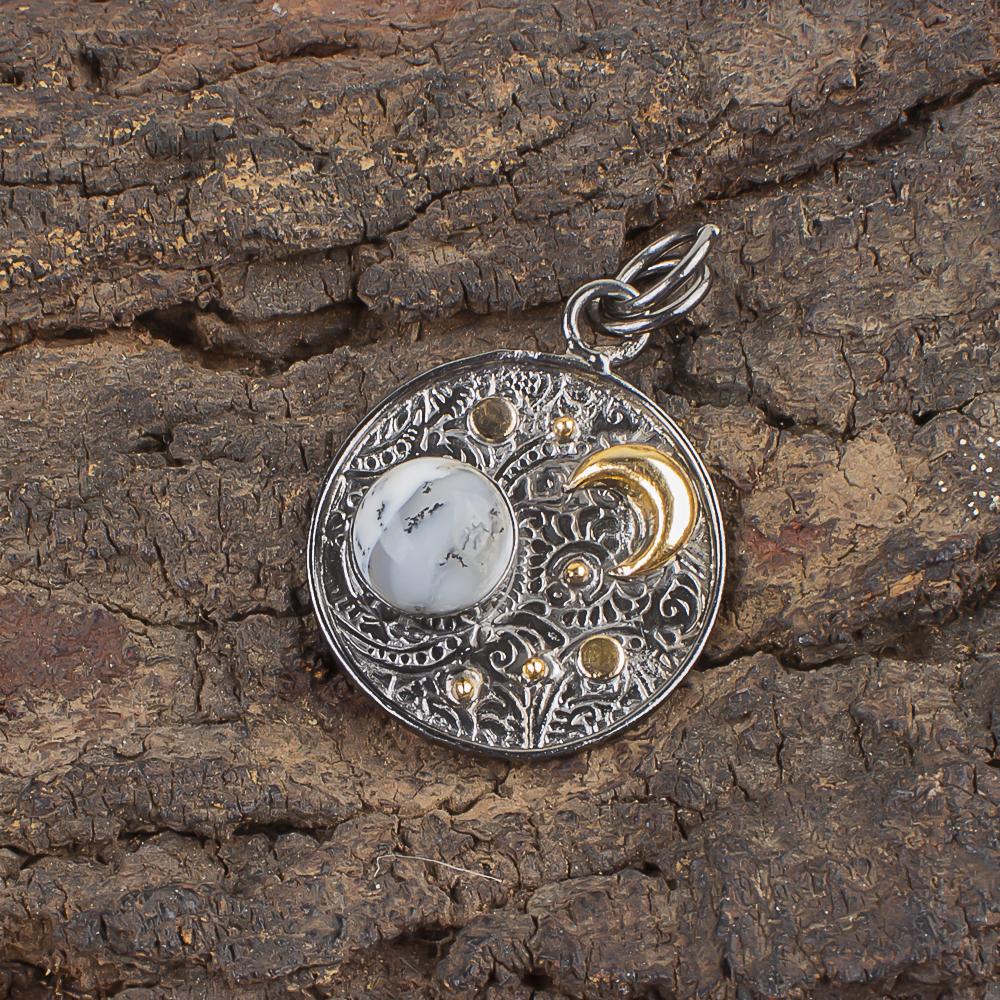 Dendritic Opal Pendant, 925 Solid Sterling Silver Gemstone Jewelry, Handmade Pendant, For Thanksgiving Gift